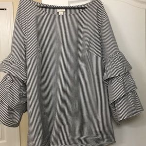 Black with white stripes top